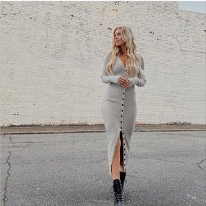 Gray, ribbed sweater dress - Kittenish